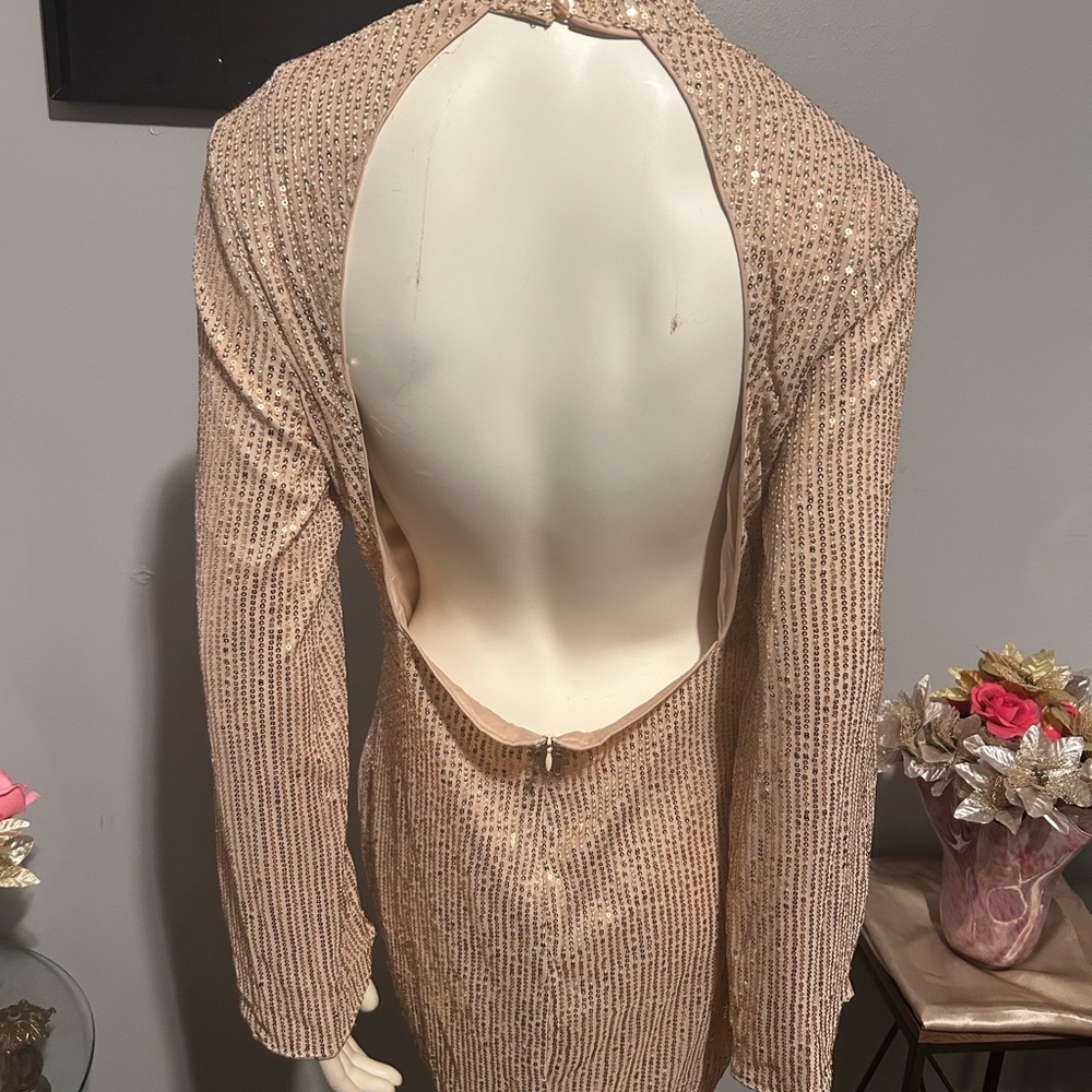 Size Large Sequins Back Out Mini Dress
